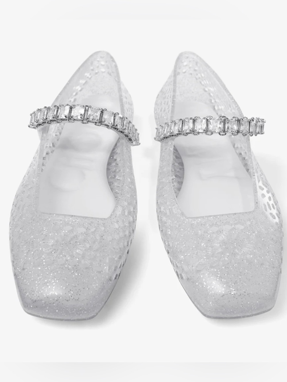 NEW! Jimmy Choo Iridescent Jelly Ballerina Flats with Crystal Strap, 40